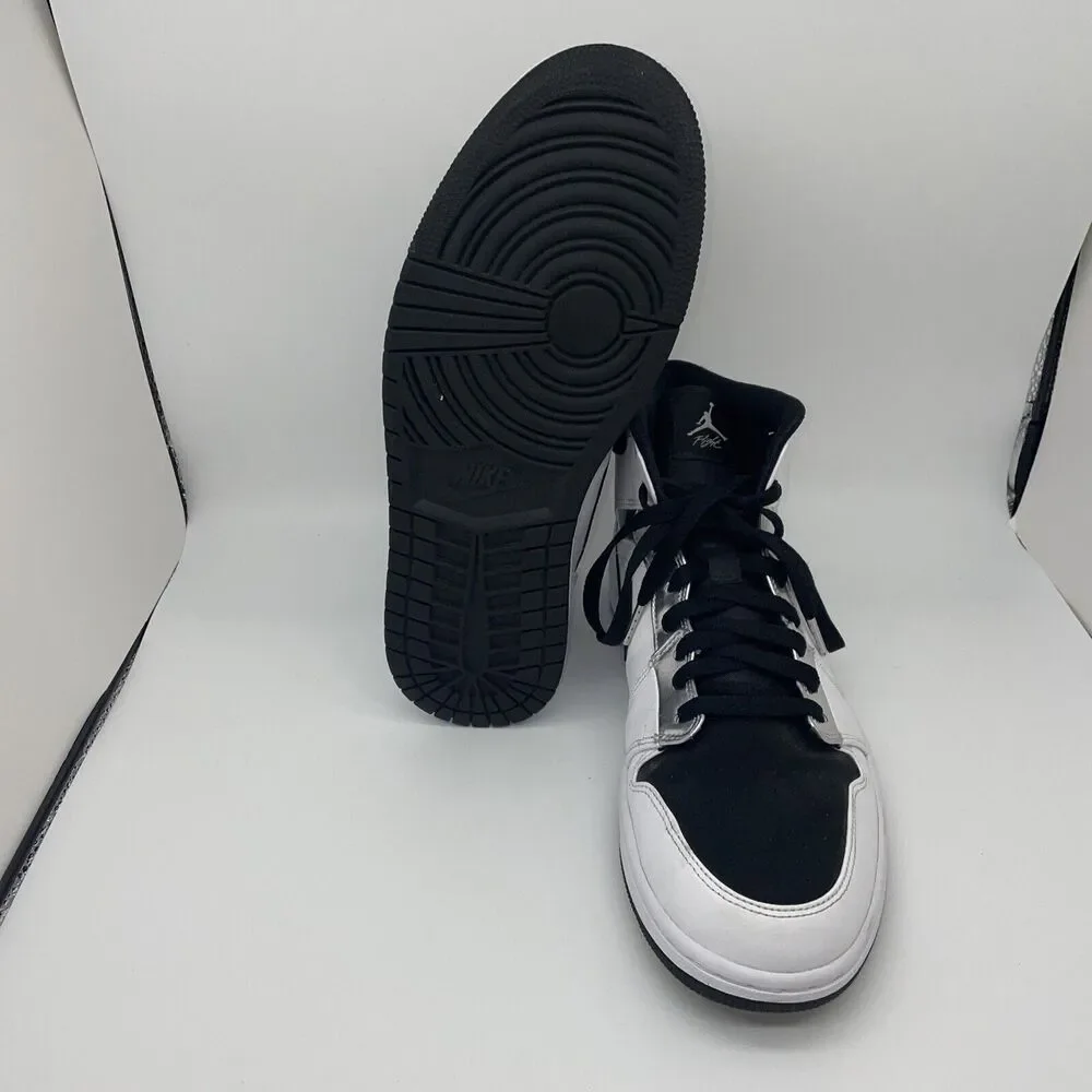 Air Jordan 1 Mid SE, Think 16 Alternate, White/Metallic‎ Silver/Black 11.5
